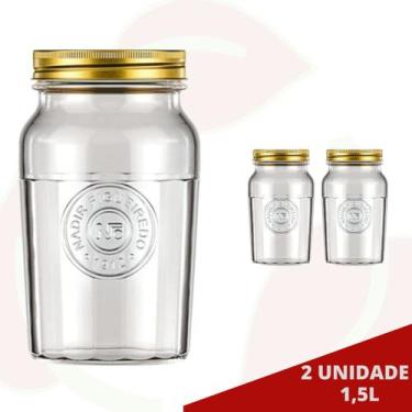 Imagem de 2UNI Pote Americano Vintage Retro Tampa Biscoito 1,5L Nadir - NADIR FI