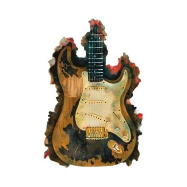 Imagem de Arte Abstrata Em Tela De Guitarra Elétrica Com Grafite Moderno, Decora