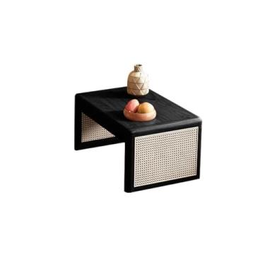 Imagem de YANIR-137 Mesa baixa de madeira com janela de rattan Tatami, varanda, janela, mesa de chá, mesa de tatame, mesa de centro adequada para mesa de janela saliente para sala de estar, janela de sacada (01