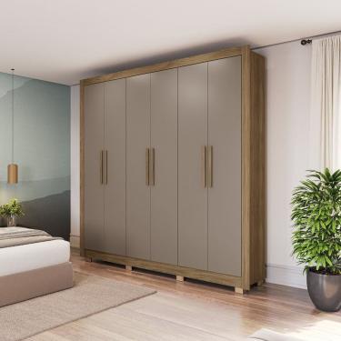 Imagem de Guarda-roupa Casal 6 Portas Dormitório Open Nogueira/Cinza