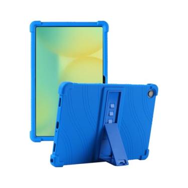 Imagem de Capa para Samsung Galaxy Tab A9+/A11 Plus 28 cm 2024/2023 (modelo: SM-X210/SM-X216/SM-X218) - Capa de silicone líquido à prova de choque com suporte integrado ajustável de 3+ vários ângulos (azul)
