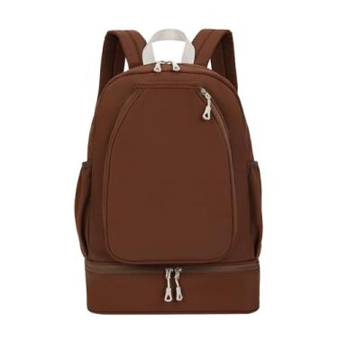 Imagem de Aymzbd Bolsa de Tênis com Compartimento para Calçados, Mochila para Laptop, Mochila, Bolsa Esportiva, Bolso Lateral para Raquetes de Treino, Pickleball, Camp, Marrom