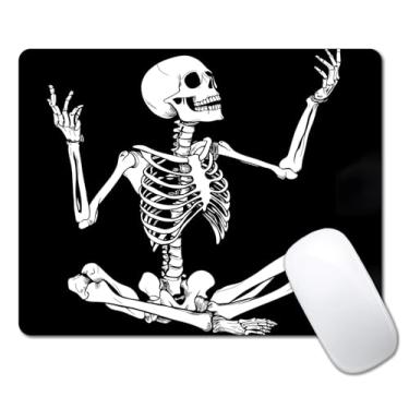 Imagem de Mouse pads engraçados de caveira para mesa, computador portátil, pequeno mouse pad para laptop sem fio, 24 cm x 20 cm, design de base de borracha antiderrapante, superfície lisa, mousepad para casa