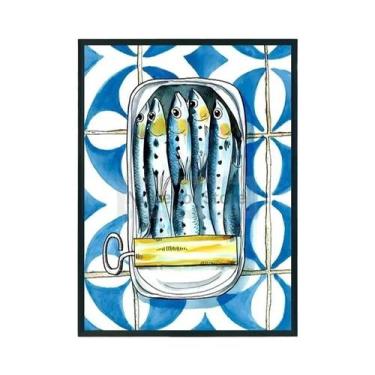 Imagem de Pôster Colorido Vintage Em Lata De Sardinha Pintura Em Tela Arte De Co