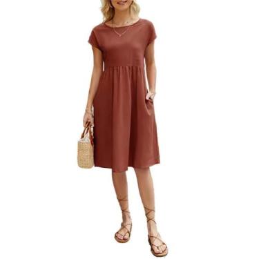 Imagem de Vestido midi Zhyaj, túnica solta de algodão com bolsos para mulheres