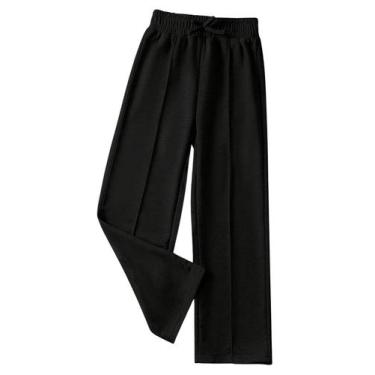 Imagem de Calça de moletom para corredores RoseSeek, preta, 9Y, cintura alta