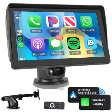 Imagem de Estéreo para carro Rimoody, Carplay sem fio de 7 polegadas e Android A