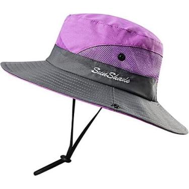 Imagem de Chapéu de sol Chapéu de pescador para mulheres roxo de praia UPF50+ - 