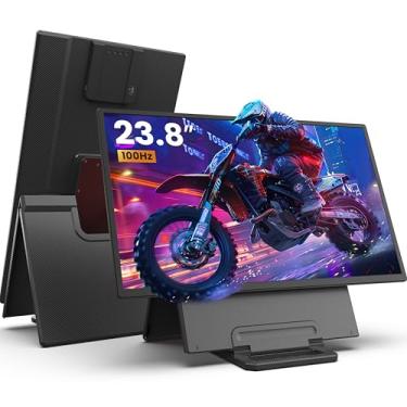 Imagem de Monitor portátil de 23 polegadas, monitor de jogos IPS FHD 1080p 100HZ, tela giratória de 90° e ajustável em altura, alto-falantes embutidos, montagem VESA, segundo monitor externo para laptop, mini