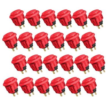 Imagem de QANBA D-lite Arcade Button Original Buttons Snap-In Joystick Arcade Buttons for DIY arcade machines 24mm Push button switch (Boxed） (24mm Red（EL06) 24 Pcs)