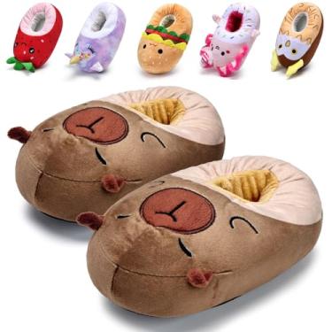 Imagem de IceUnicorn Pantufas infantis fofas de animais de pelúcia de Natal quentes para casa, meninas, meninos, quarto, uso interno, Capivara, 10.5-11.5 Little Kid