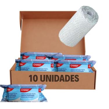 Imagem de Atadura Gessada Cremer 10cm x 3m Gesso Ortopédico para Fraturas 10 Unidades