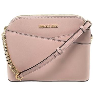 Imagem de Michael Kors Bolsa tiracolo de couro médio Jet Set, Blush em pó/dourado, Cúpula M