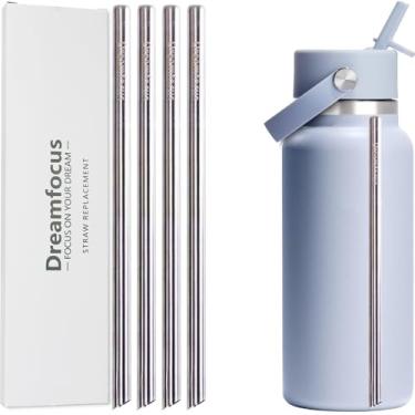Imagem de Dreamfocus Palha de metal de substituição de aço inoxidável para garrafa de boca larga Hydro Flask 947 ml, pacote com 4