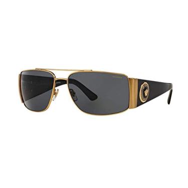 Imagem de Óculos de sol aviador Versace VE 2163 100281 metal dourado lente polarizada cinza