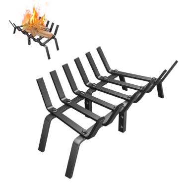 Imagem de Grelha de lareira, suporte sólido de tronco de lareira de 53 cm, grade de queima de lenha de ferro fundido resistente, grades de fogo para acessórios internos de lareira