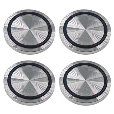 Imagem de STFRBTH 4 peças rosca M8 adaptador de mesa de vidro de 47 mm, disco circular de alumínio com anel de borracha antiderrapante, almofada de pés de mesa sólida redonda para mesas de café, armário de TV