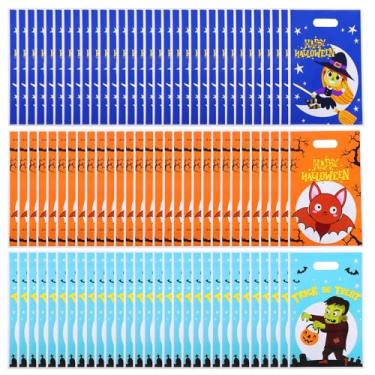 Imagem de Sacos de presente de Halloween com alças, sacolas de brindes de Halloween para crianças, sacolas de presente de doces de plástico para decorações de festa de Halloween, lembrancinhas (cor 6)