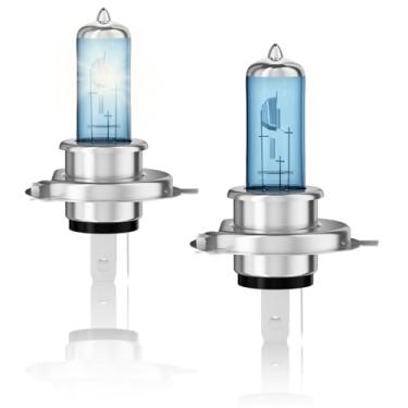 Imagem de OKOENIEO 9003/H4 Lâmpada de farol de halogêneo de alto desempenho, lâmpadas de farol branco, farol alto ou baixo padrão ou farol de neblina, 12V 60/55W 5000K, 1700 lúmens, lâmpadas de cabeça para