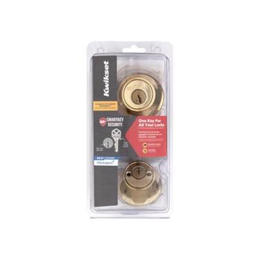Imagem de Kwikset Fechadura de cilindro duplo de metal polido SmartKey Security