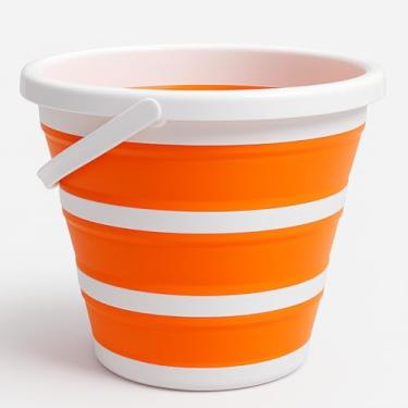 Imagem de Balde Retrátil 3L Silicone Dobrável com Alça Ergonômica Multiuso Flexível Limpeza Geral 3 Litros Pescaria Viagem Praia Fácil de Armazenar e Guardar (Laranja)
