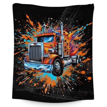 Imagem de Cobertor de caminhão para crianças - 101,6 cm x 127 cm cobertores pequenos presentes para crianças, meninos - mantas macias de pelúcia felpudas para sofá, cadeira