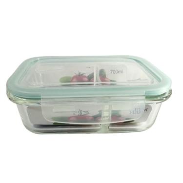 Imagem de Pote de Vidro com Tampa Hermético Divisória Marmita 700ml