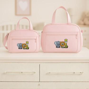 Imagem de Kit Bolsa e Frasqueira Bebê Saida Maternidade Bordada Menino e Menina 