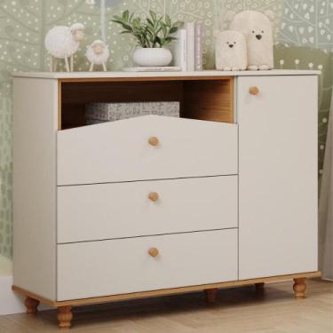 Imagem de Cômoda Bebê Infantil 1 Porta 100% MDF Anti-tombamento Branco - Faura, 