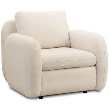 Imagem de Poltrona Decorativa Orgânica Sala de Estar Living Eliot F04 Linho Tramado Creme - Lyam Decor