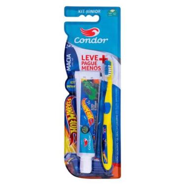 Imagem de Kit Condor Júnior Escova de Dente + Creme Dental Hot Wheels com 50g