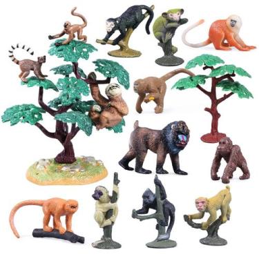 Imagem de Conjunto de bonecos de animais kukifun Monkey, 16 unidades com preguiç