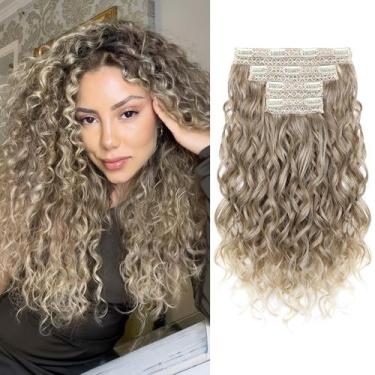 Imagem de Extensões de cabelo REECHO Curly, 4 peças, clipe de 40 cm em trama de 