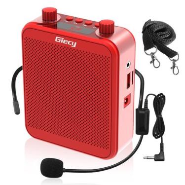 Imagem de Amplificador de voz Giecy G300 30W 2800mAh com microfone vermelho