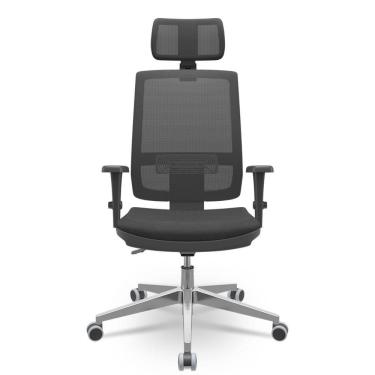 Imagem de Cadeira Brizza 3D Backplax Apoio Aluminio Poliéster Preto