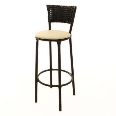 Imagem de Banqueta Alta Encapada Junco Preto Area de Lazer Cozinha Balcão - ESPA