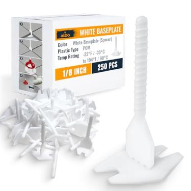 Imagem de ALBO Placas de base do sistema de nivelamento de azulejos 1/20.3 cm - 250 peças - Espaçadores profissionais de piso e parede, clipes de instalação anti-lábios para todos os formatos de azulejo