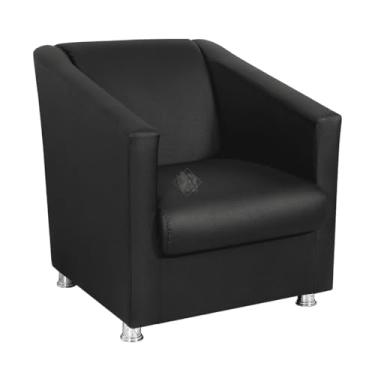 Imagem de Poltrona Decorativa BIA PRETA Corino (Couro Sintético) | Recepção, Escritório, Consultório, Clínica de Estética | Design Elegante | Estrutura Reforçada | Pés Cromados