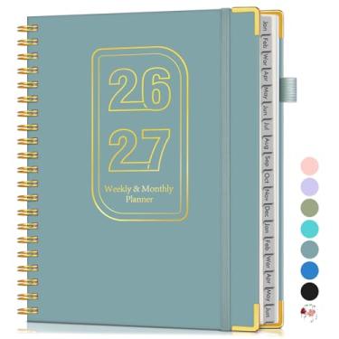 Imagem de Agenda semanal e mensal de 18 meses 2026-2027, janeiro de 2026 a junho de 2027, agenda diária A4 de 21,6 cm x 28 cm, agenda semanal e mensal com aba, agenda em espiral para trabalho, escola, casa