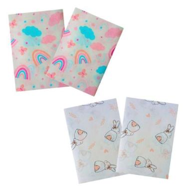 Imagem de Fronha travesseiro bebe Menina Estampada 100% Algodão kit 4 uni Berço 