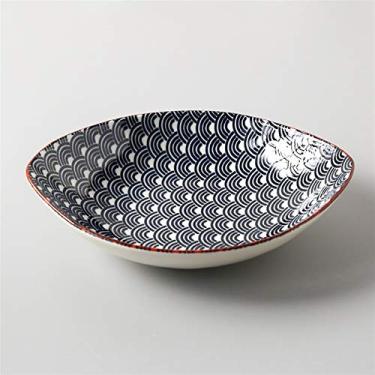 Imagem de Prato de serviço em estilo japonês, prato de cerâmica para uso doméstico, personalidade criativa, placa de jantar colorida, prato quadrado, 20 cm, prato de arroz (cor: O)