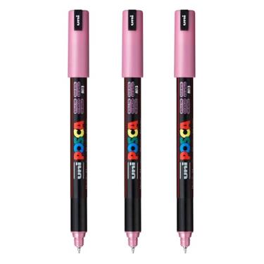Imagem de posca Marcadores de tinta à base de água PC-1MR, ponta extrafina (0,7 mm), rosa metálico, 3 unidades