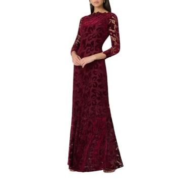 Imagem de Shoshanna Vestido Brianna feminino Midnight Bordeaux Veludo Renda, Bordeaux, 44