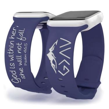 Imagem de OAEUQ Pulseira de silicone God In Her Heart Bible Gravada com Salmo 46:5 para relógios de 38 mm, 40 mm, 41 mm, 42 mm, 44 mm, 45 mm, 46 mm, 49 mm, presente de Jesus Deus Cristão Salmo, 38-42mm