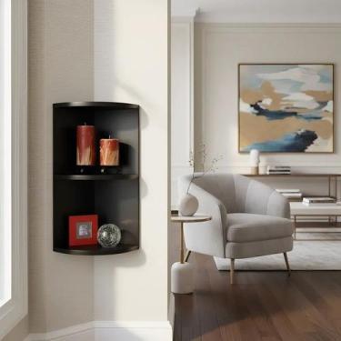 Imagem de Cantoneira Nicho Prateleira de Canto Suspenso Multiuso Cozinha - Preto