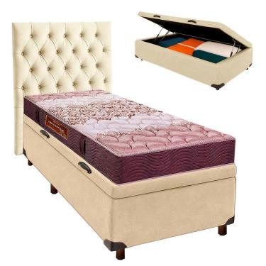 Imagem de Conjunto Cama Box Bau Blindado Solteiro + Colchão D26 Ortophedic Sankonfort + Cabeceira