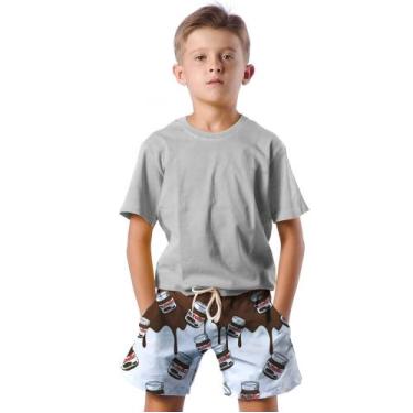 Imagem de Shorts Infantil Bermuda Calção Praia Verão Doce Chocolate Fun Arte 166