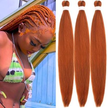 Imagem de Braiding Hair Wuqibawu, laranja queimada pré-esticada, 3 pacotes