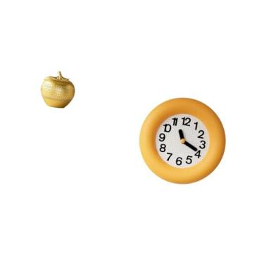 Imagem de Fenteer Escultura Moderna de Fruta em Resina E Relógio de Parede Analógico Contemporâneo Silencioso para Sala de Jantar, Quarto, Escritório, Decoração de Mesa