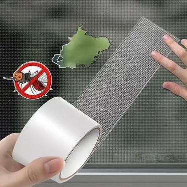 Imagem de Fita de malha autoadesiva para reparar telas de janelas, projetada para corrigir buracos quebrados e evitar que insetos como mosquitos entrem - preta (5 cm L 6,5 pés preto)